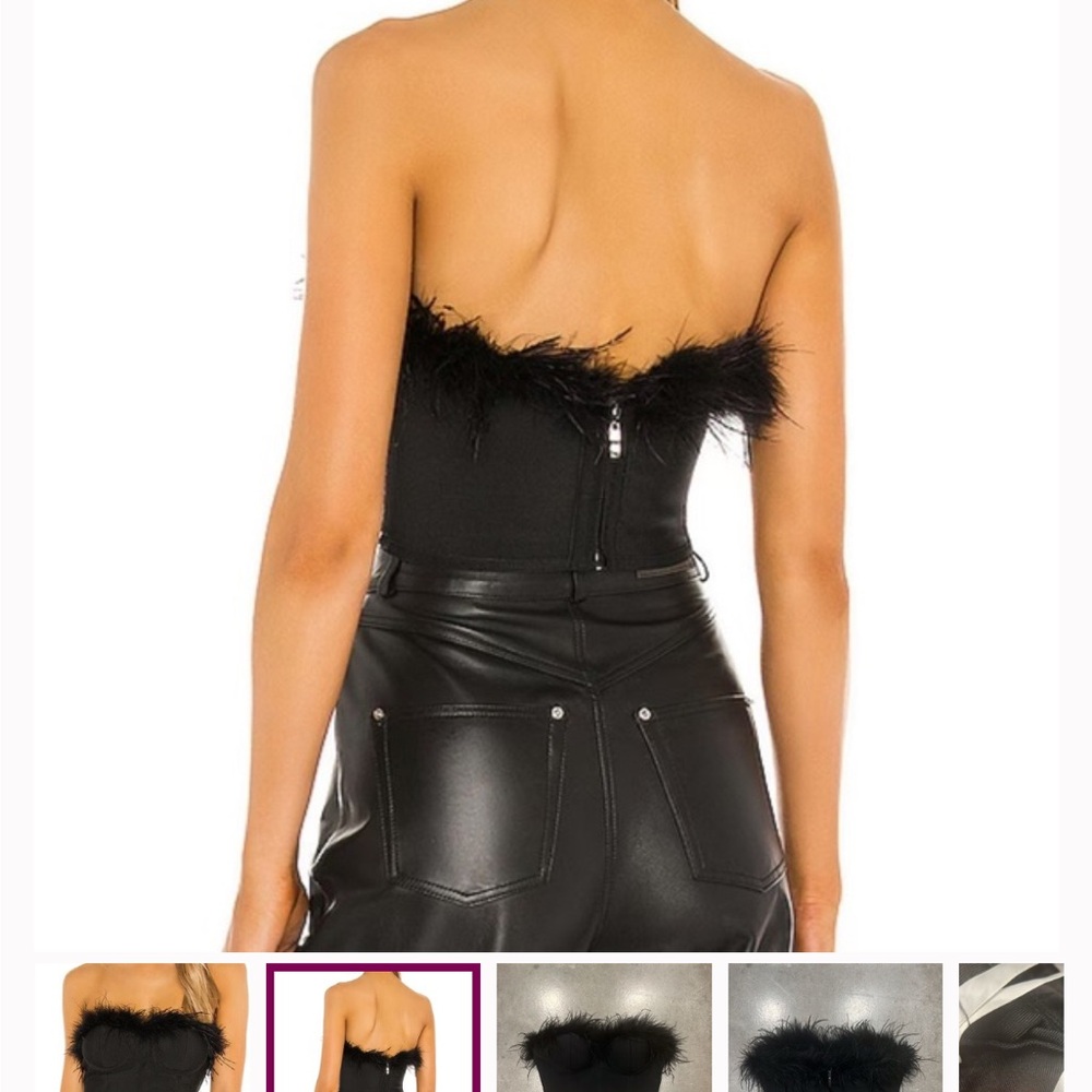 Superdown Black Strapless Feather Top - image 1